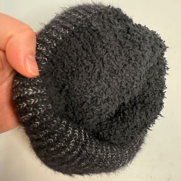 The North Face Heather Gray Wool Blend Beanie with Brown Logo and Fleece Lined- - Picture 9 of 16